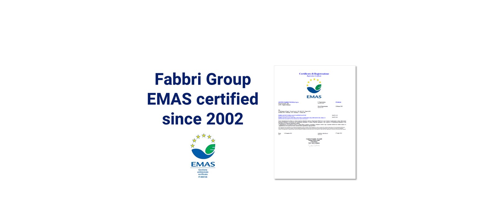 REMEMBER EMAS: Gruppo Fabbri certificato per l’Ambiente dal 2002