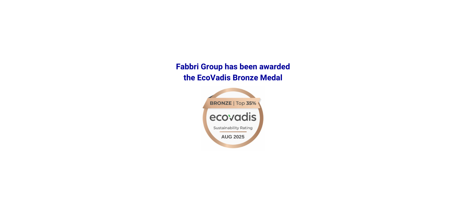 Fabbri Group has been awarded the EcoVadis Bronze Medal